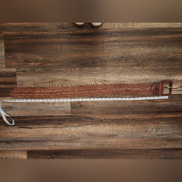 Leather braided belt, brown color, size large - Picture 1 of 4